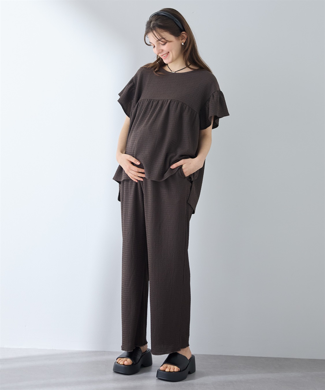 Rosemadame ゆったりカットジャガードパンツ（マタニティ～産後）妊婦服 産前・産後対応_sub_10