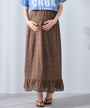Rosemadame レトロフラワー フリルスカート/マタニティスカート（マタニティ/授乳服) 妊婦服 産前・産後対応_subthumb_1