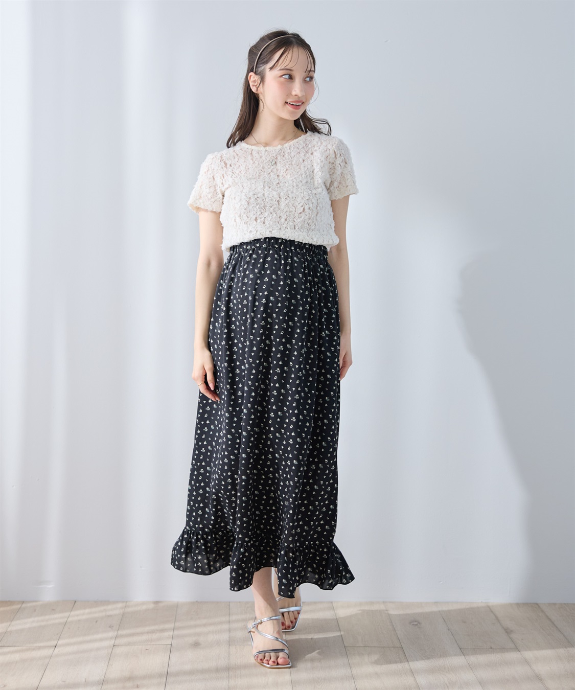 Rosemadame レトロフラワー フリルスカート/マタニティスカート（マタニティ/授乳服) 妊婦服 産前・産後対応_sub_2