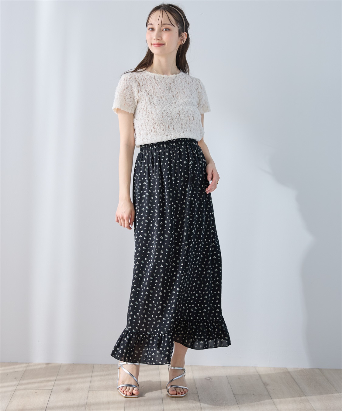 Rosemadame レトロフラワー フリルスカート/マタニティスカート（マタニティ/授乳服) 妊婦服 産前・産後対応_sub_3