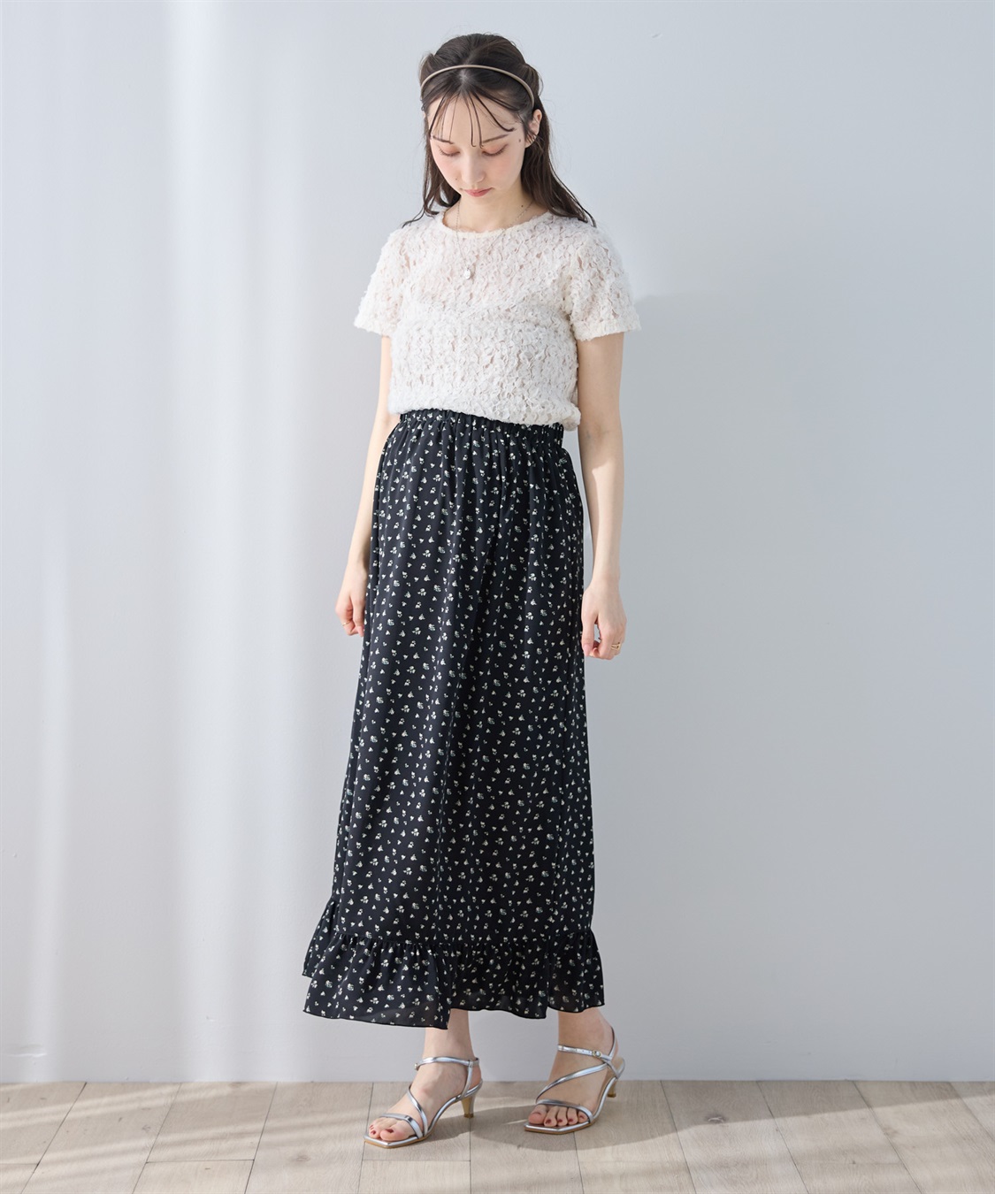 Rosemadame レトロフラワー フリルスカート/マタニティスカート（マタニティ/授乳服) 妊婦服 産前・産後対応_sub_4