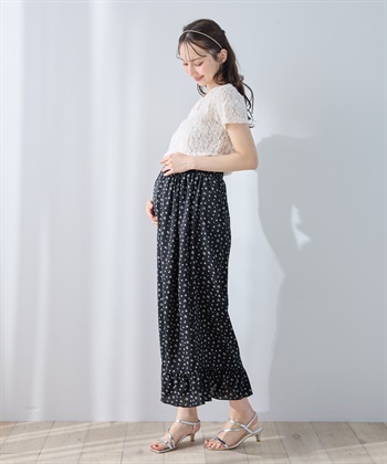 Rosemadame レトロフラワー フリルスカート/マタニティスカート（マタニティ/授乳服) 妊婦服 産前・産後対応_subthumb_5