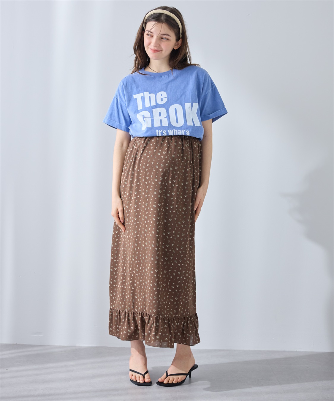 Rosemadame レトロフラワー フリルスカート/マタニティスカート（マタニティ/授乳服) 妊婦服 産前・産後対応_sub_6