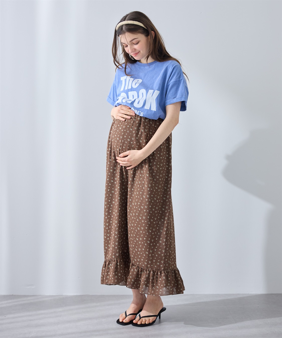 Rosemadame レトロフラワー フリルスカート/マタニティスカート（マタニティ/授乳服) 妊婦服 産前・産後対応_sub_7