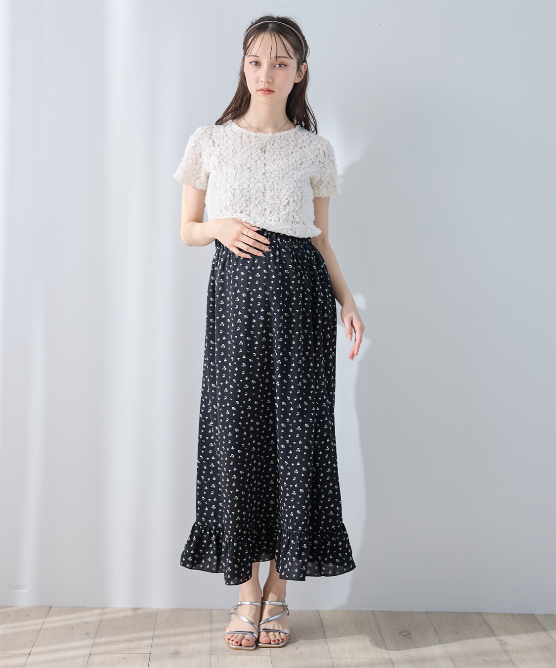 Rosemadame レトロフラワー フリルスカート/マタニティスカート（マタニティ/授乳服) 妊婦服 産前・産後対応_sub_17