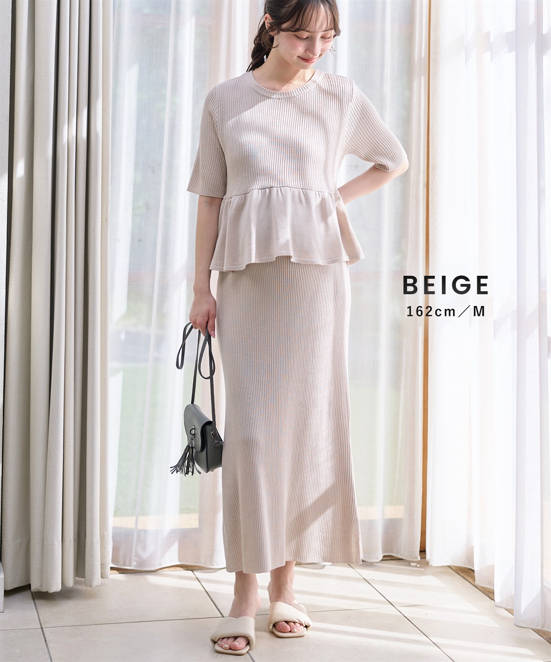 Rosemadame 麻ライク ニットワンピース｜ペプラムシルエット 体型カバー マタニティワンピース 産前産後対応_sub_8