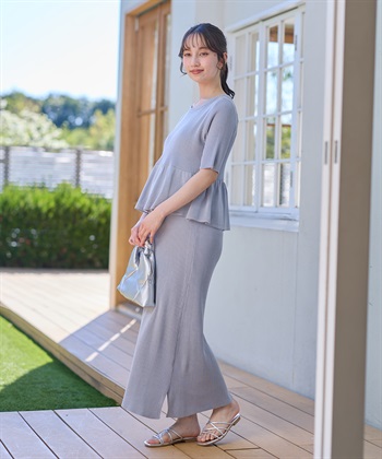 Rosemadame 麻ライク ニットワンピース｜ペプラムシルエット 体型カバー マタニティワンピース 産前産後対応_subthumb_11