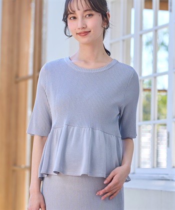Rosemadame 麻ライク ニットワンピース｜ペプラムシルエット 体型カバー マタニティワンピース 産前産後対応_subthumb_13