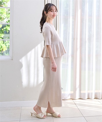 Rosemadame 麻ライク ニットワンピース｜ペプラムシルエット 体型カバー マタニティワンピース 産前産後対応_subthumb_14