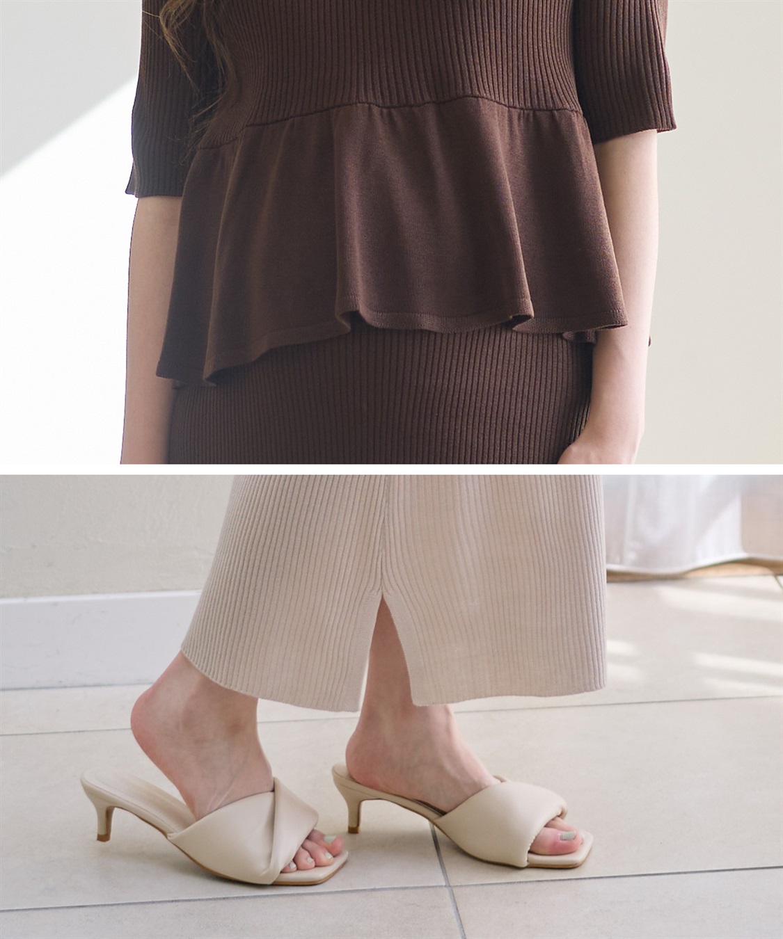 Rosemadame 麻ライク ニットワンピース｜ペプラムシルエット 体型カバー マタニティワンピース 産前産後対応_sub_18