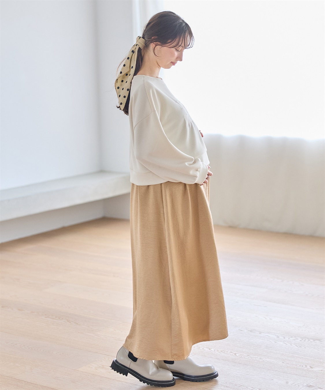 Rosemadame ロゴ刺繍スウェット ×サテンフレアスカート ドッキングワンピース_sub_11