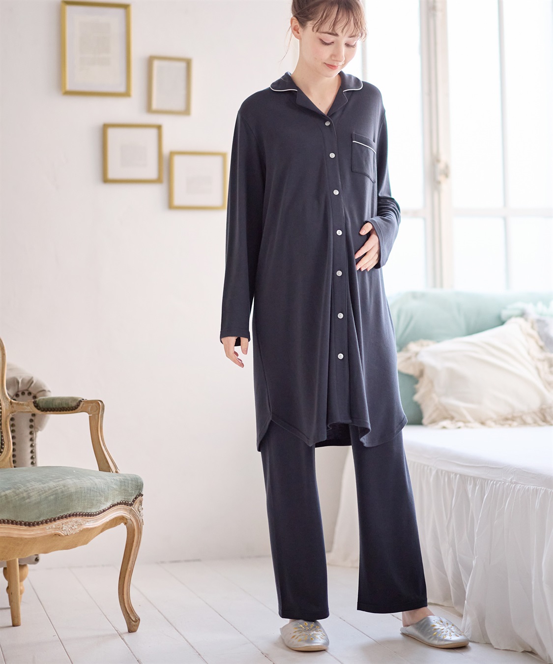 Rosemadame 【セット】やわらかレーヨン天竺パジャマ/ルームウェア（マタニティ/授乳服）授乳楽々 妊婦服 産前・産後対応_sub_5