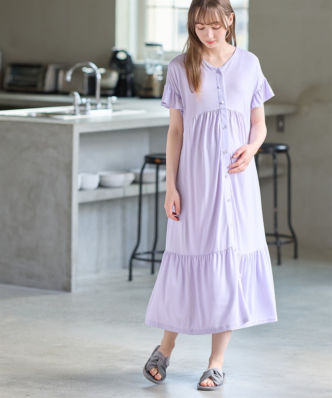 Rosemadame 【接触冷感】やわらかレーヨン フリル袖ネグリジェ/ パジャマ_sub_4