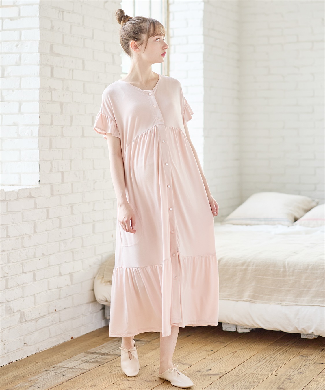 Rosemadame 【接触冷感】やわらかレーヨン フリル袖ネグリジェ/ パジャマ_sub_11