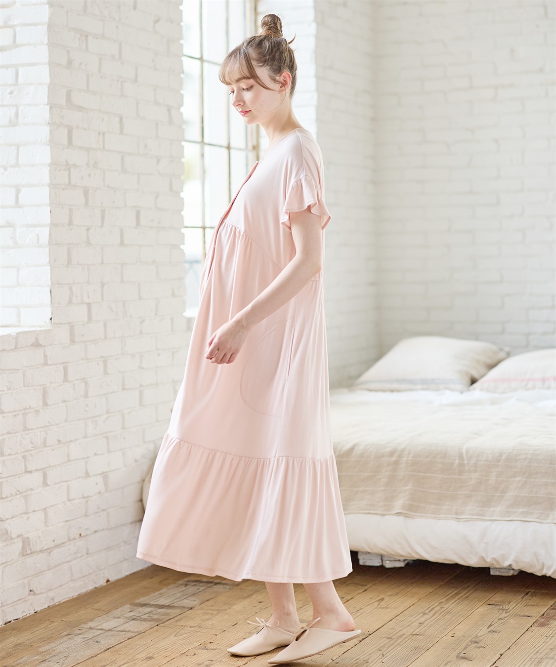 Rosemadame 【接触冷感】やわらかレーヨン フリル袖ネグリジェ/ パジャマ_sub_12