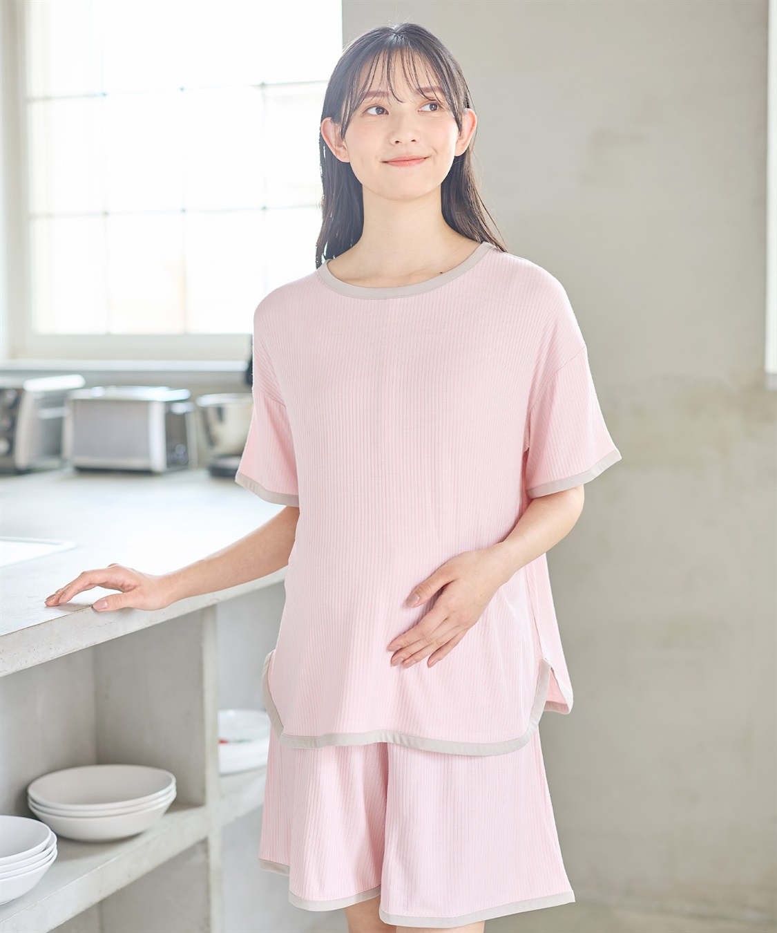 Rosemadame テレコバイカラー使いパジャマ【上下セット】(産前・産後対応 マタニティ＆授乳服 ルームウェア)_sub_3