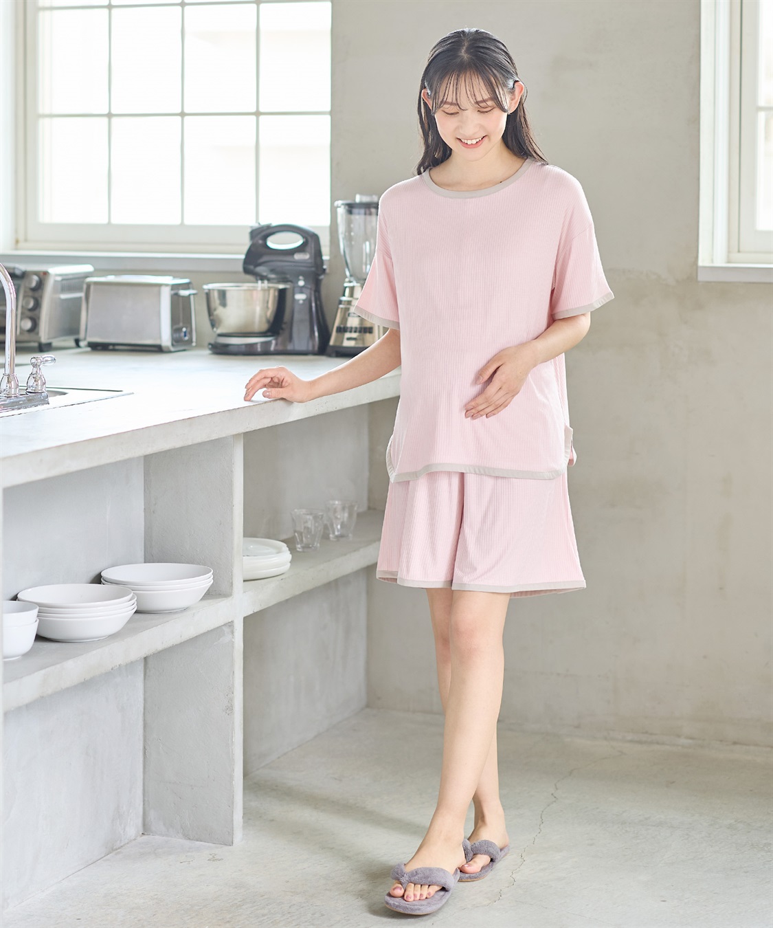 Rosemadame テレコバイカラー使いパジャマ【上下セット】(産前・産後対応 マタニティ＆授乳服 ルームウェア)_sub_6