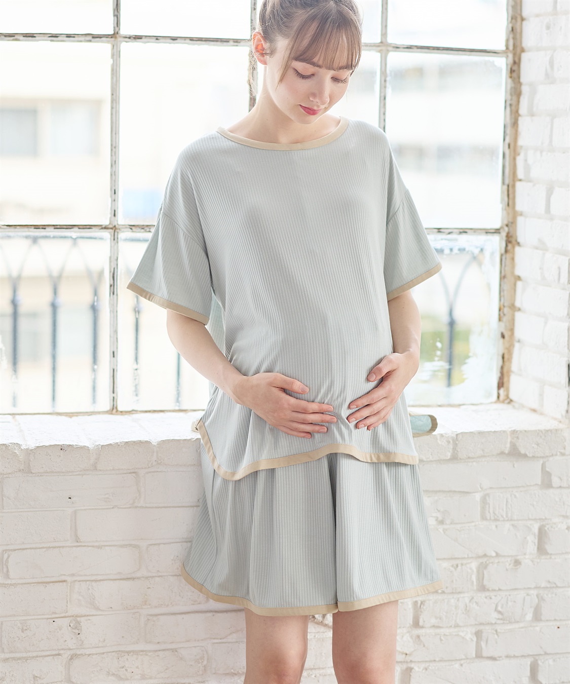 Rosemadame テレコバイカラー使いパジャマ【上下セット】(産前・産後対応 マタニティ＆授乳服 ルームウェア)_sub_7