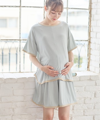 Rosemadame テレコバイカラー使いパジャマ【上下セット】(産前・産後対応 マタニティ＆授乳服 ルームウェア)_subthumb_7