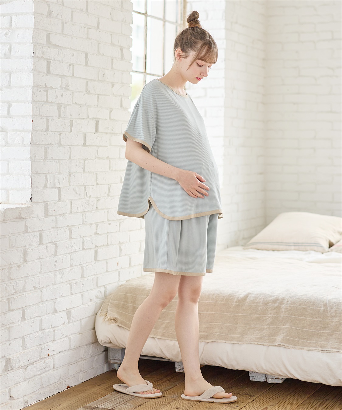 Rosemadame テレコバイカラー使いパジャマ【上下セット】(産前・産後対応 マタニティ＆授乳服 ルームウェア)_sub_8