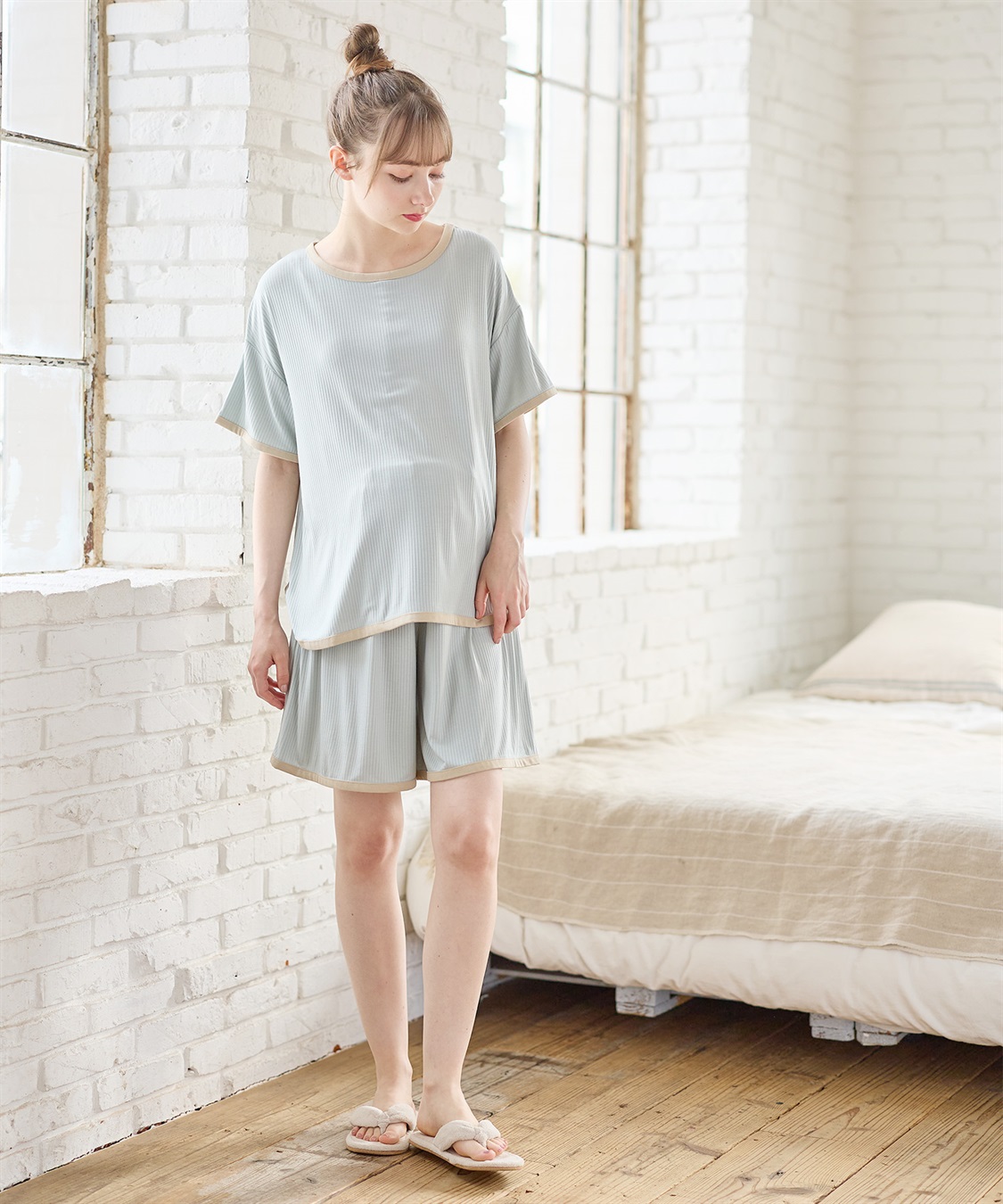 Rosemadame テレコバイカラー使いパジャマ【上下セット】(産前・産後対応 マタニティ＆授乳服 ルームウェア)_sub_9