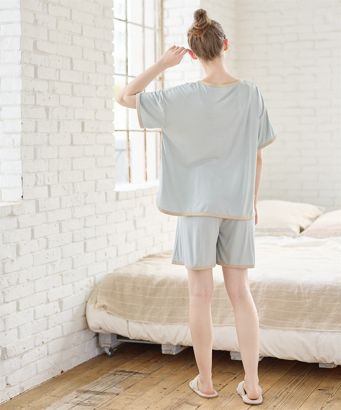 Rosemadame テレコバイカラー使いパジャマ【上下セット】(産前・産後対応 マタニティ＆授乳服 ルームウェア)_sub_10