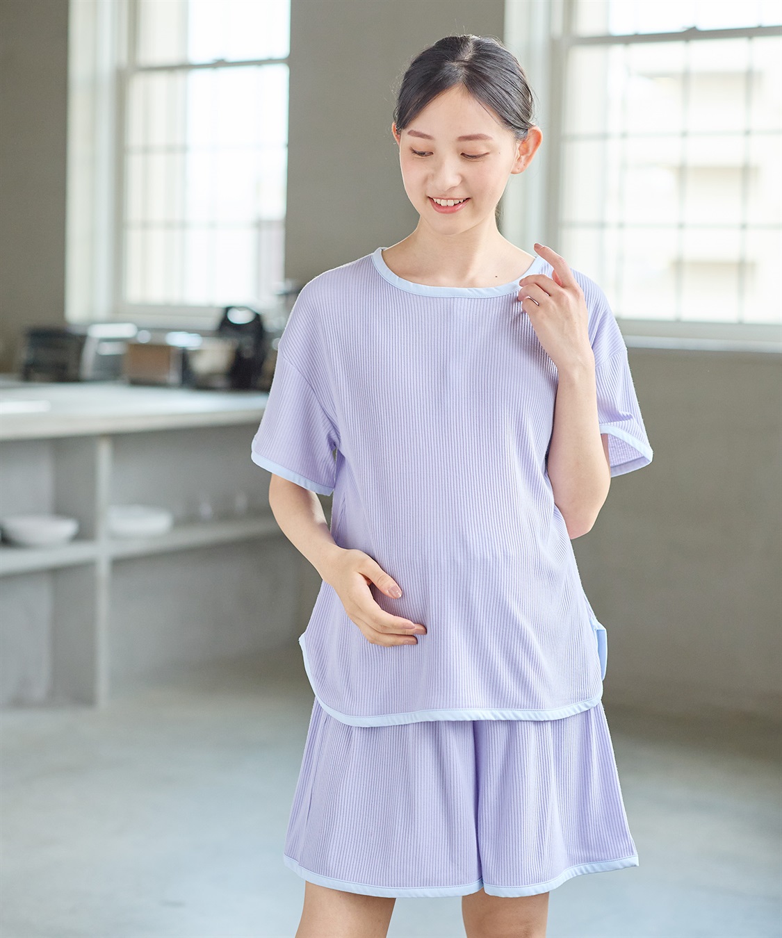 Rosemadame テレコバイカラー使いパジャマ【上下セット】(産前・産後対応 マタニティ＆授乳服 ルームウェア)_sub_11