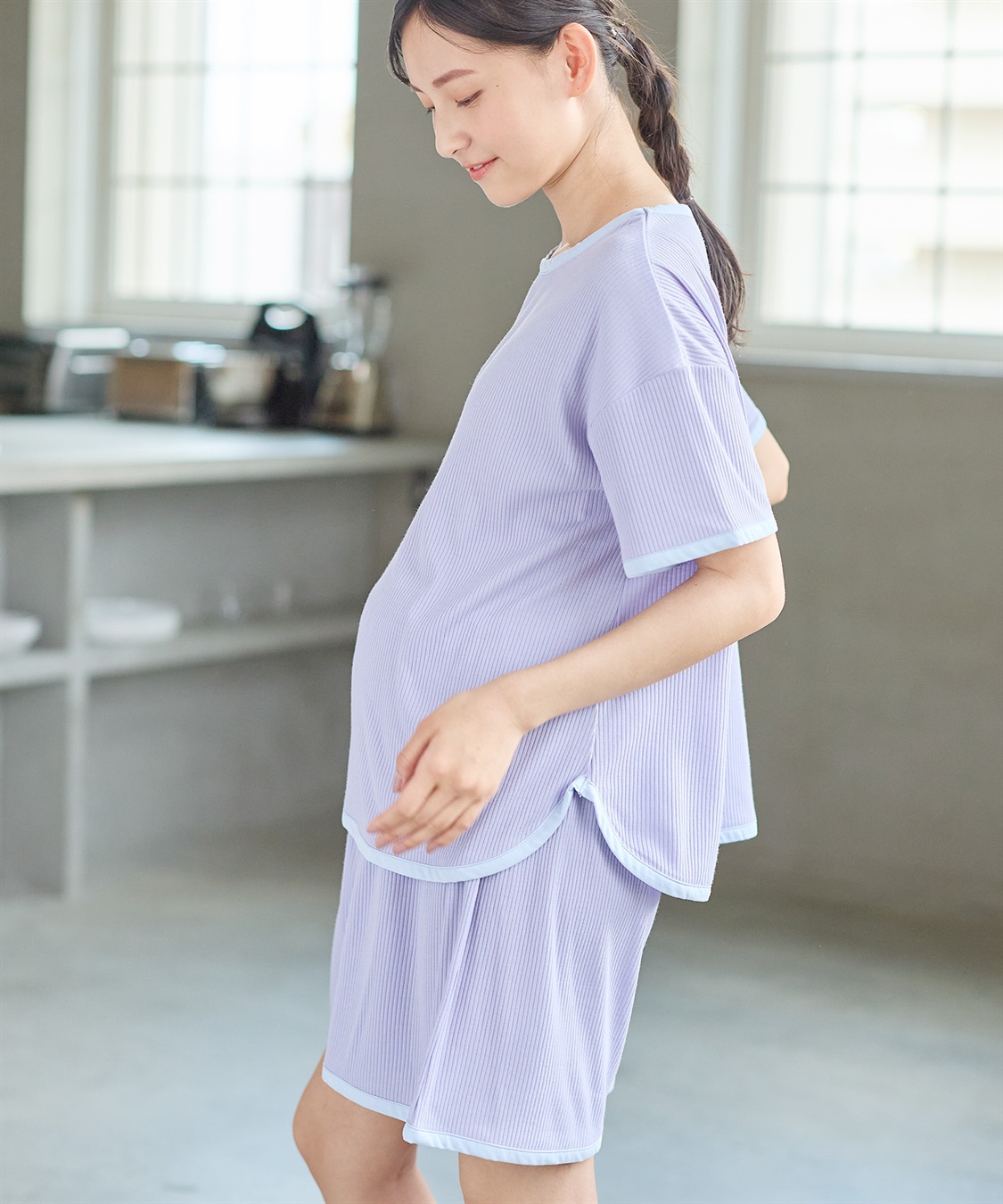 Rosemadame テレコバイカラー使いパジャマ【上下セット】(産前・産後対応 マタニティ＆授乳服 ルームウェア)_sub_12