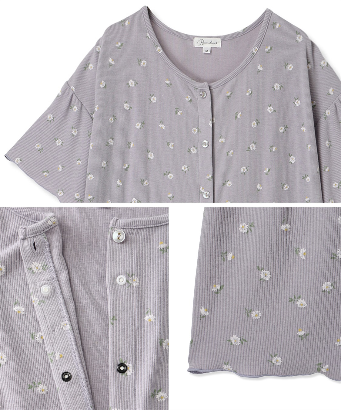 Rosemadame テレコ小花柄ティアードネグリジェ/ ワンピースパジャマ(産前・産後対応 マタニティ＆授乳服 ルームウェア)_sub_22