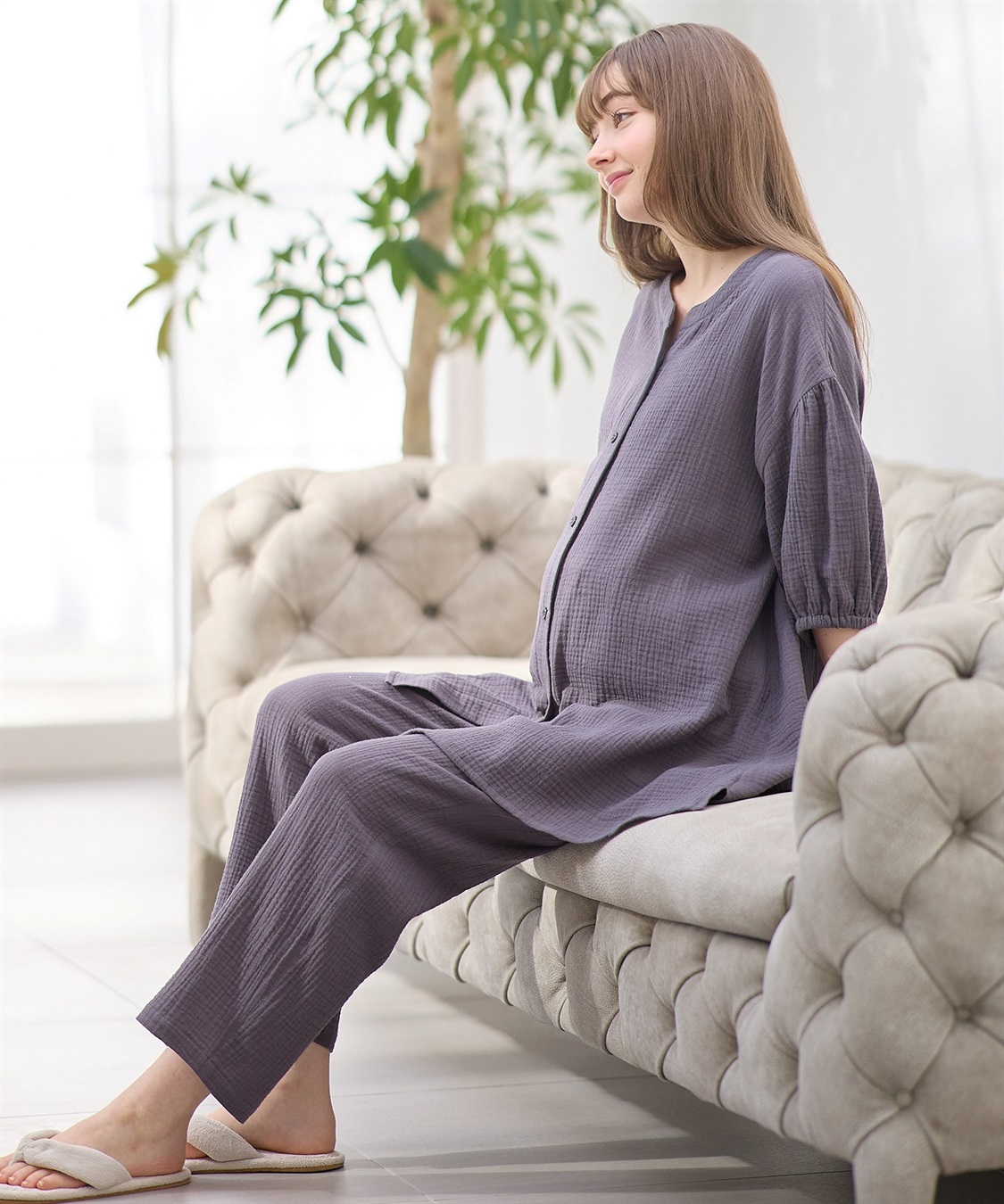 Rosemadame 【セット】コットン100％ ダブルガーゼ ボリューム袖パジャマ(産前・産後対応 マタニティ＆授乳服 ルームウェア)_sub_4