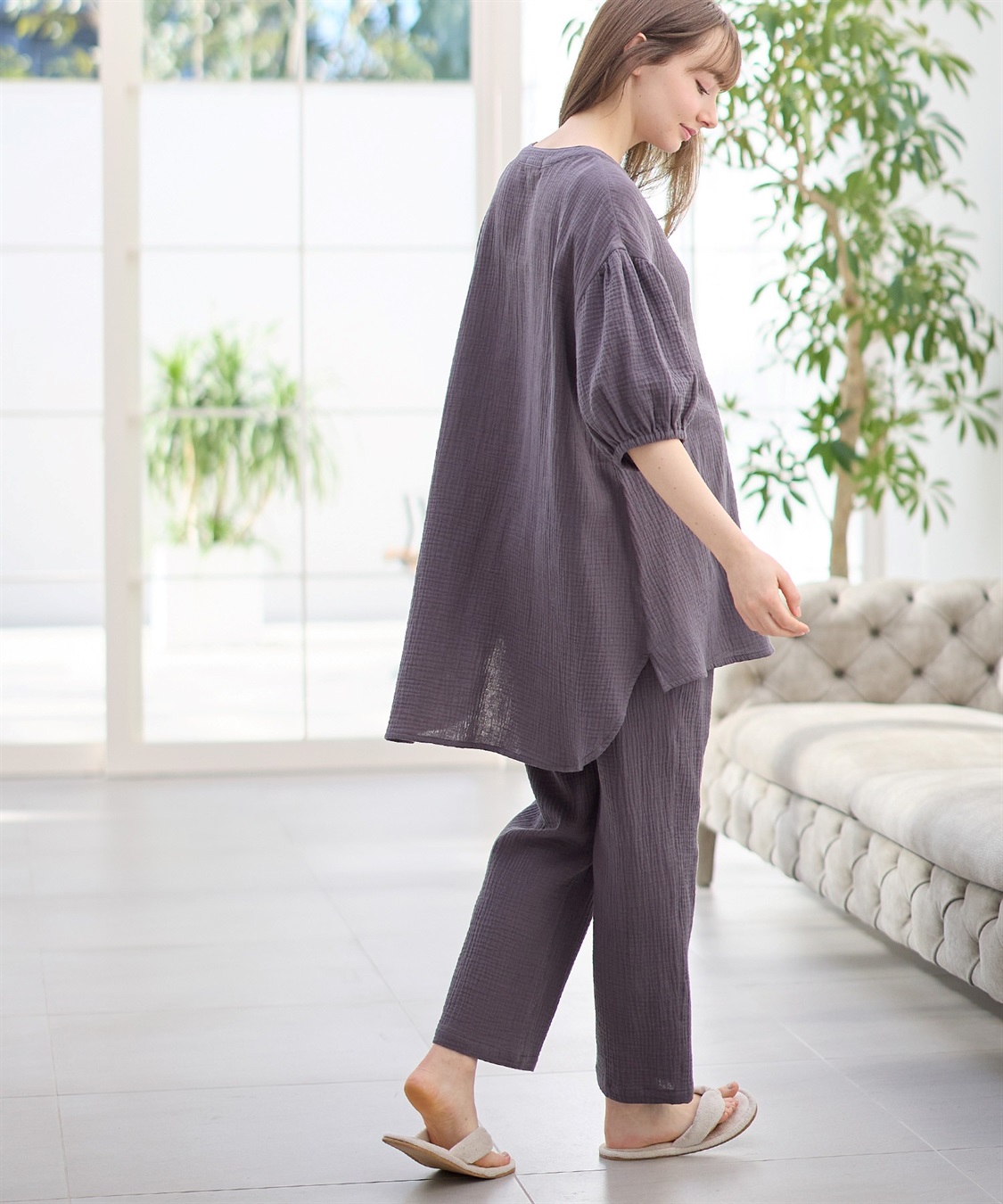 Rosemadame 【セット】コットン100％ ダブルガーゼ ボリューム袖パジャマ(産前・産後対応 マタニティ＆授乳服 ルームウェア)_sub_5