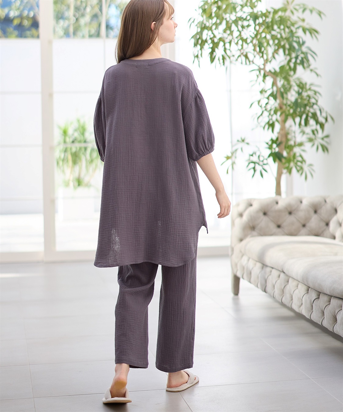 Rosemadame 【セット】コットン100％ ダブルガーゼ ボリューム袖パジャマ(産前・産後対応 マタニティ＆授乳服 ルームウェア)_sub_6
