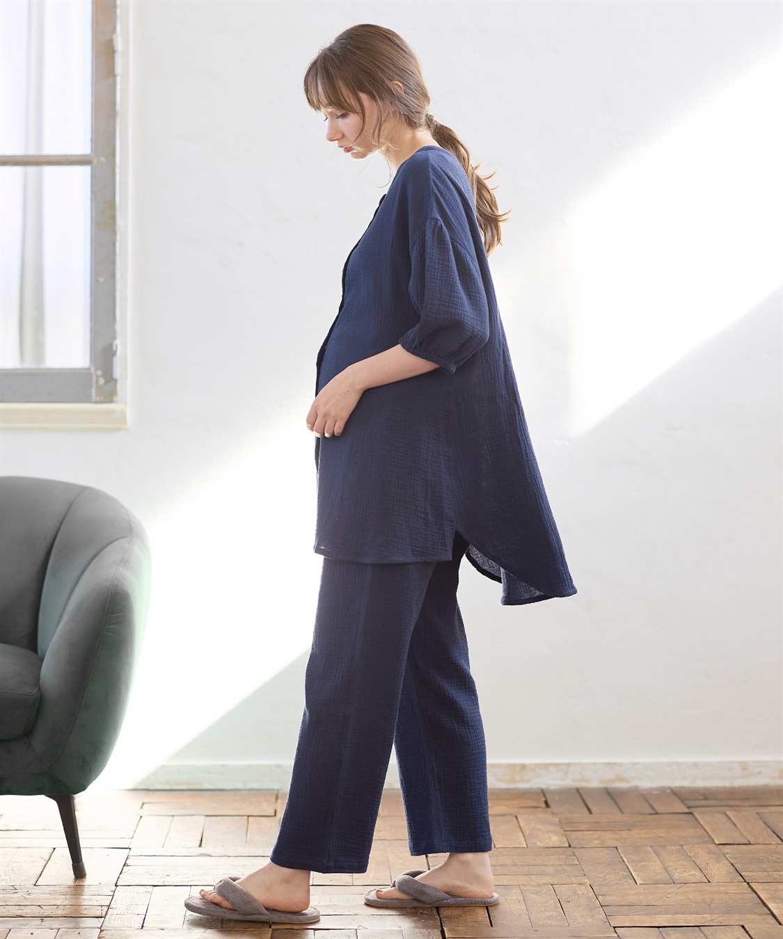 Rosemadame 【セット】コットン100％ ダブルガーゼ ボリューム袖パジャマ(産前・産後対応 マタニティ＆授乳服 ルームウェア)_sub_7