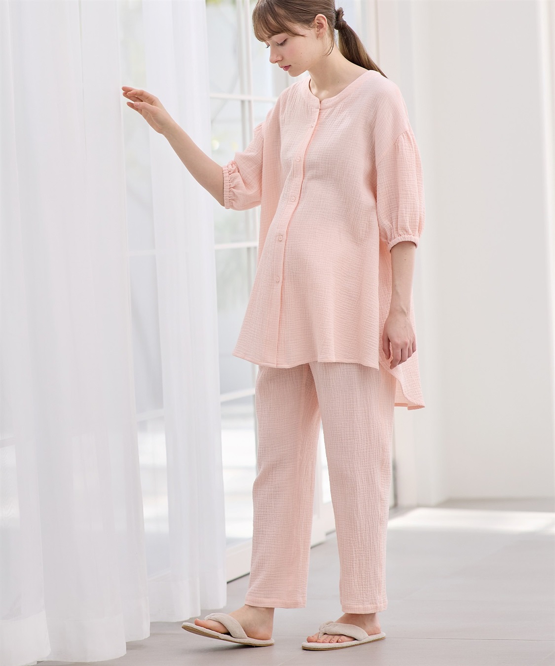 Rosemadame 【セット】コットン100％ ダブルガーゼ ボリューム袖パジャマ(産前・産後対応 マタニティ＆授乳服 ルームウェア)_sub_14