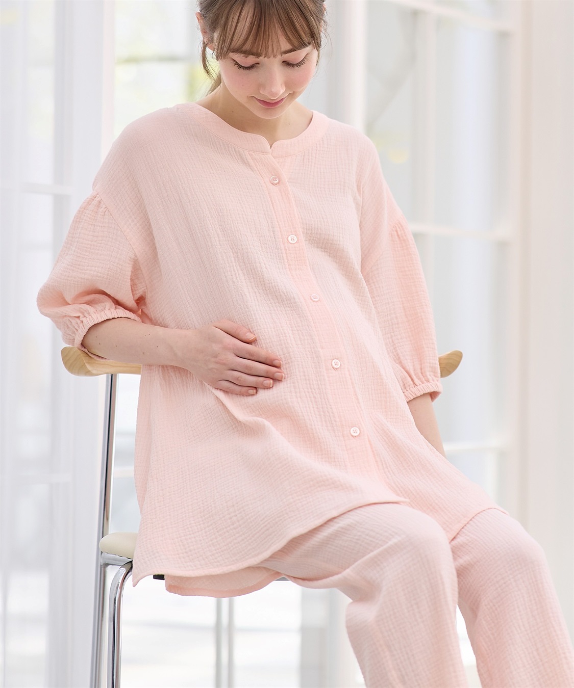 Rosemadame 【セット】コットン100％ ダブルガーゼ ボリューム袖パジャマ(産前・産後対応 マタニティ＆授乳服 ルームウェア)_sub_17