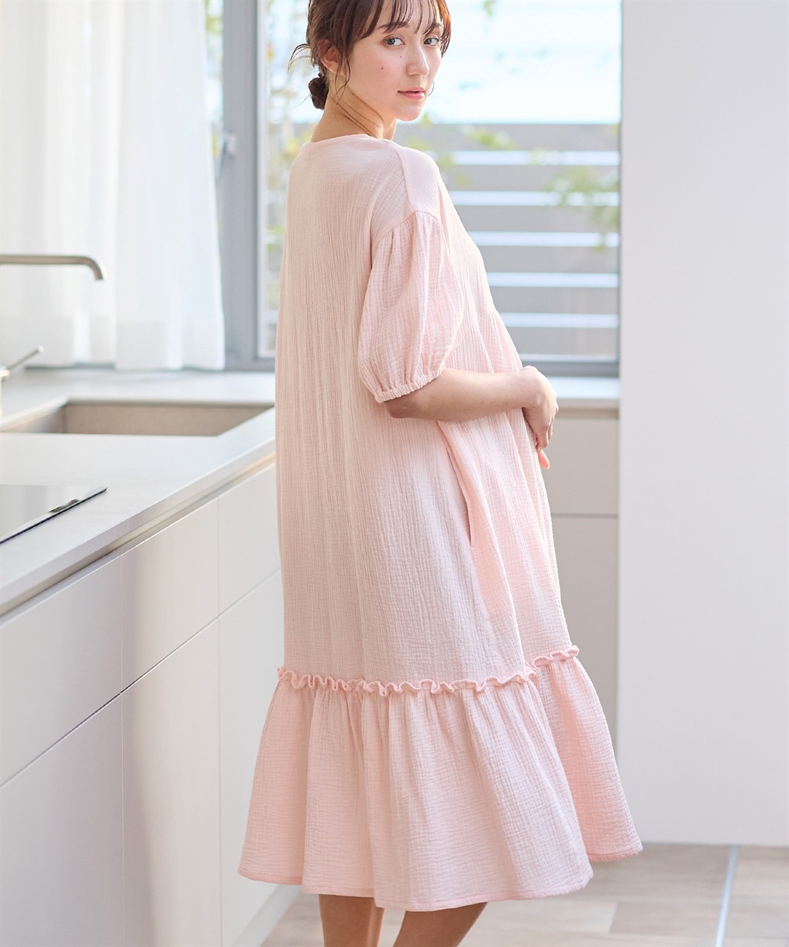 Rosemadame コットン100％ ダブルガーゼ ボリューム袖ネグリジェ/ワンピース(産前・産後対応 マタニティ＆授乳服 パジャマ/ルームウェア)_sub_17