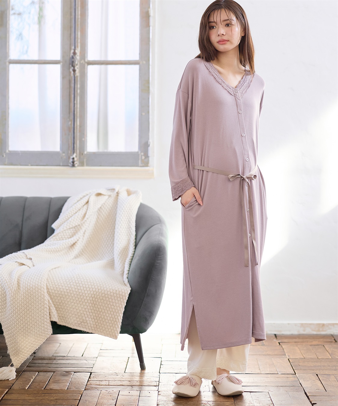 Rosemadame レース使いネグリジェ/ パジャマ(産前・産後対応 マタニティ＆授乳服 ルームウェア)_sub_1