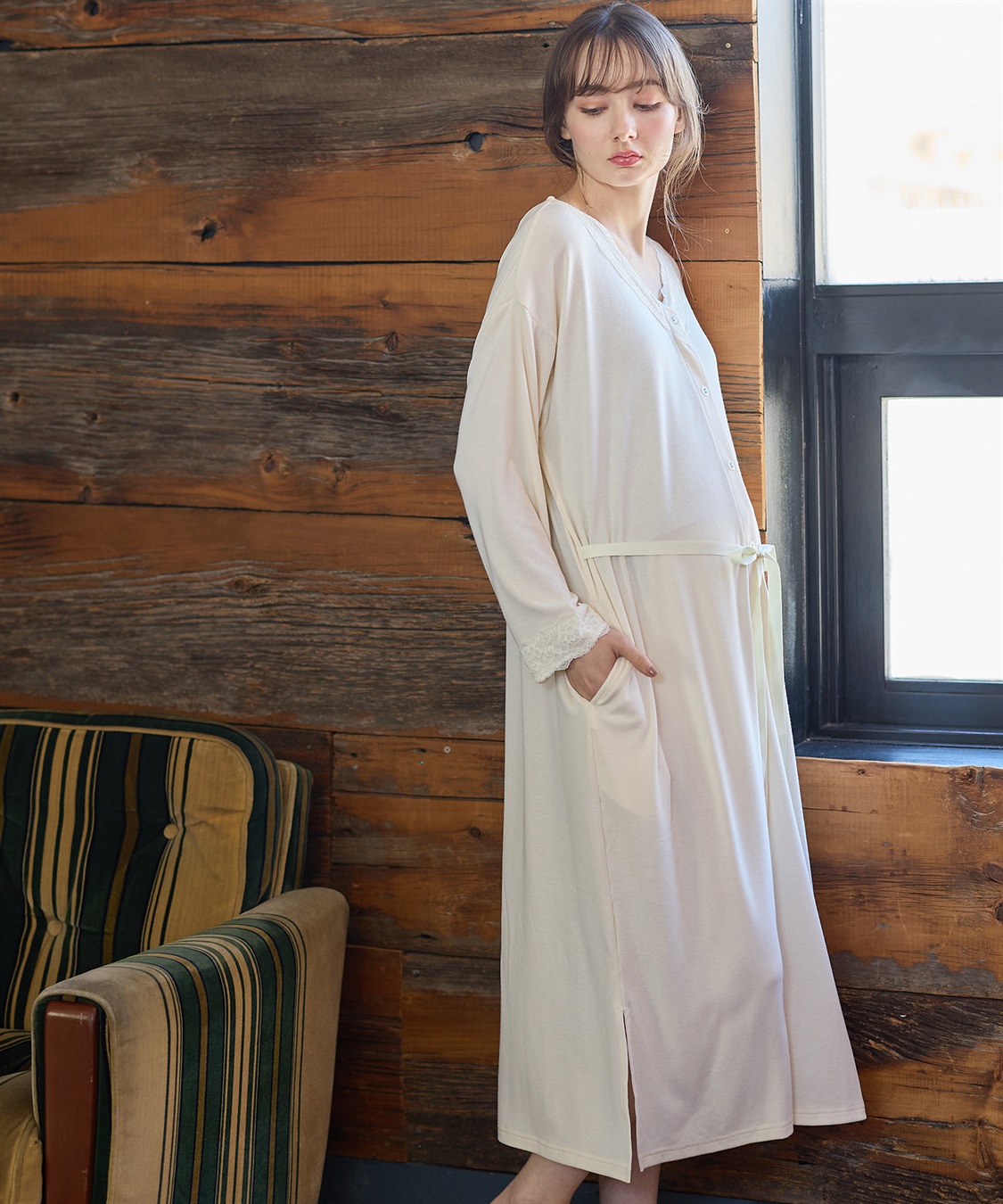 Rosemadame レース使いネグリジェ/ パジャマ(産前・産後対応 マタニティ＆授乳服 ルームウェア)_sub_4