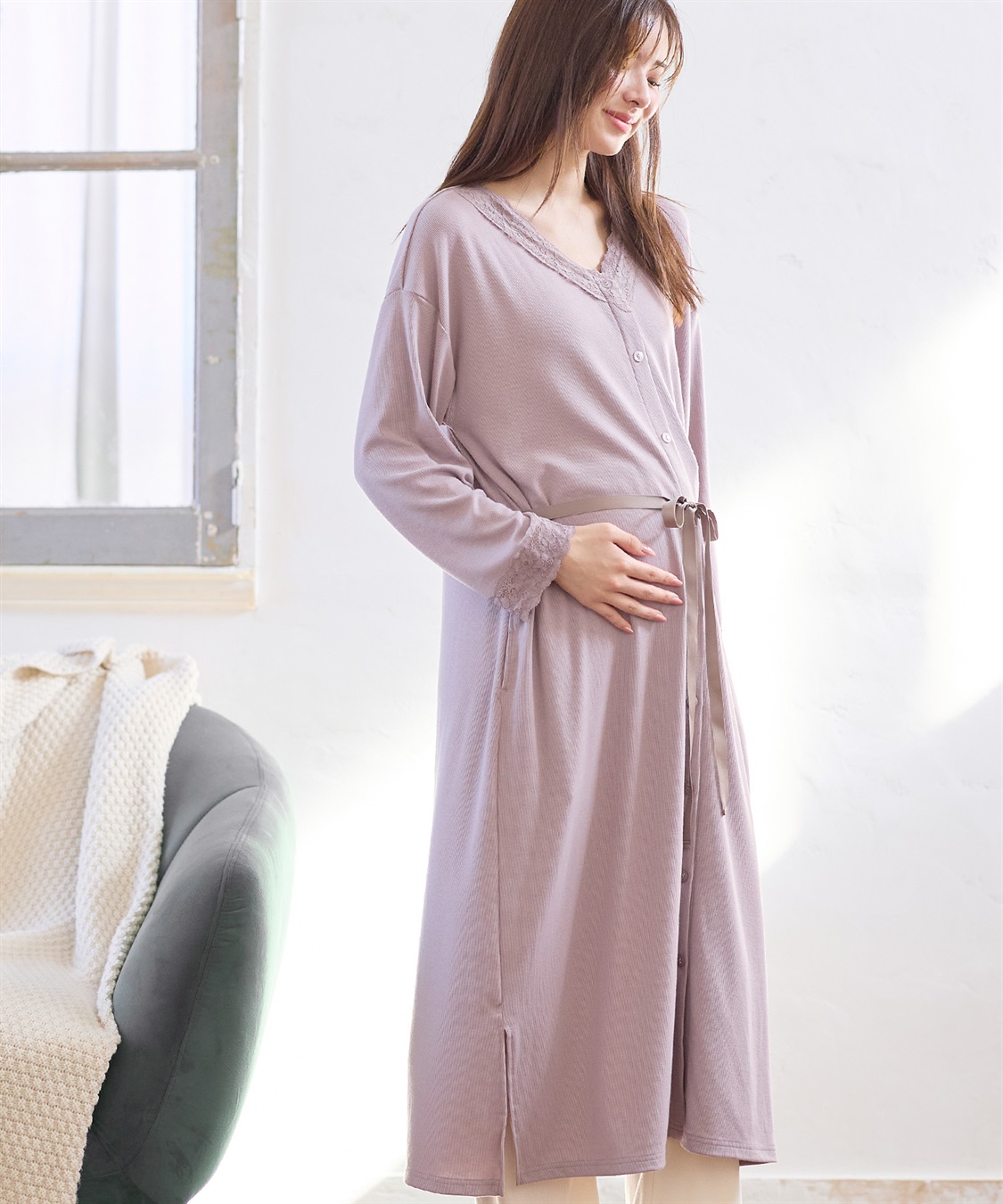 Rosemadame レース使いネグリジェ/ パジャマ(産前・産後対応 マタニティ＆授乳服 ルームウェア)_sub_9