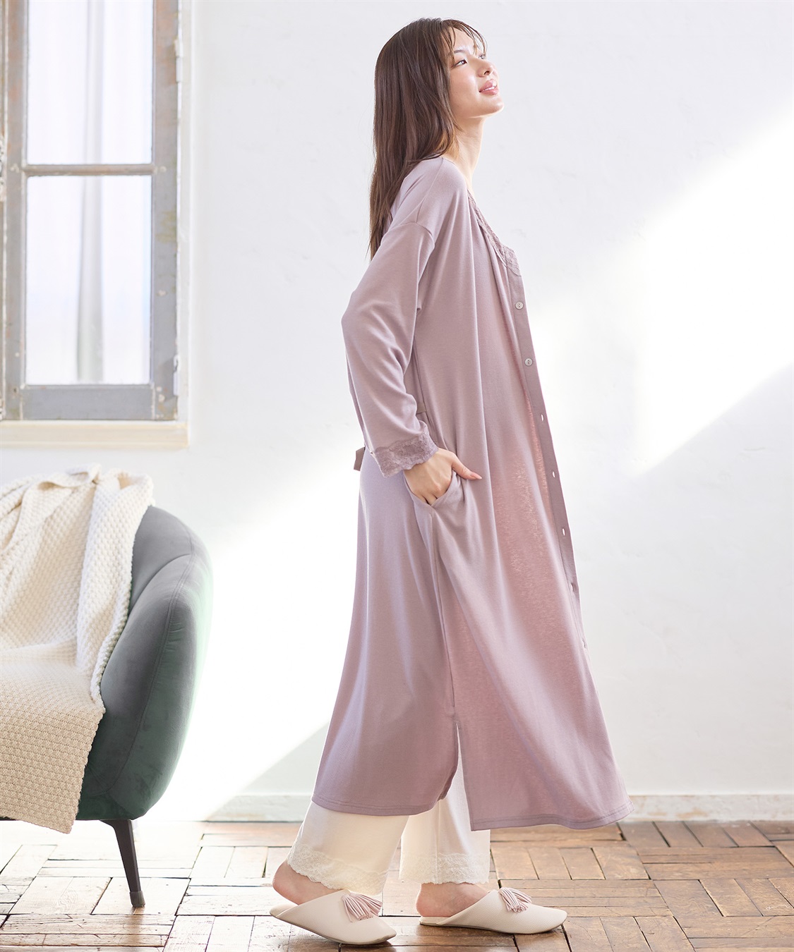 Rosemadame レース使いネグリジェ/ パジャマ(産前・産後対応 マタニティ＆授乳服 ルームウェア)_sub_10