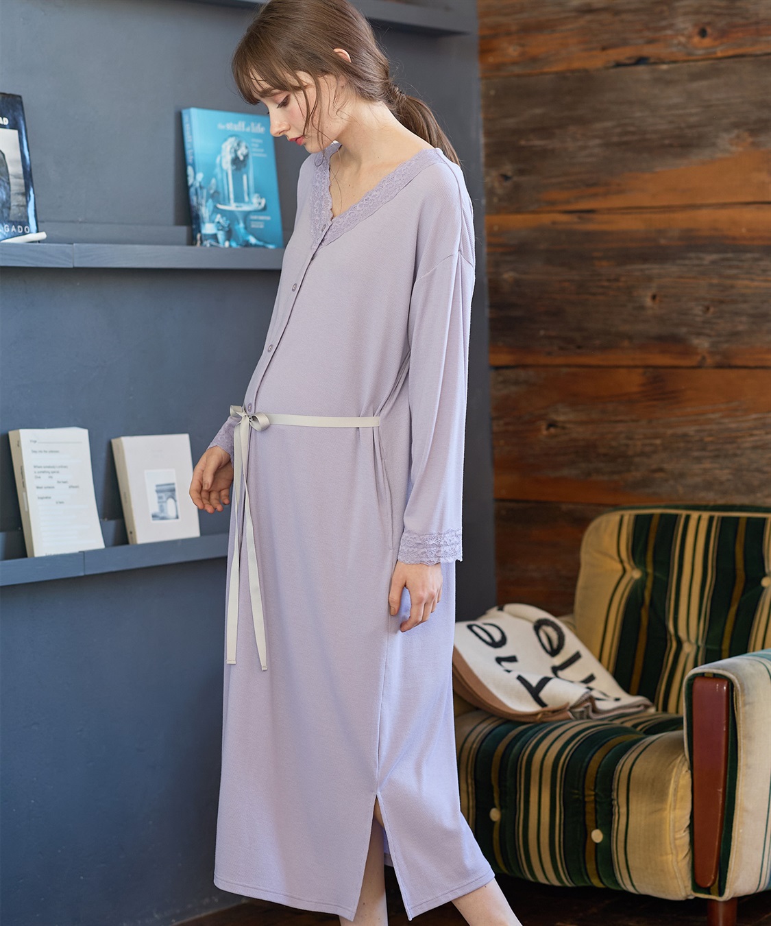 Rosemadame レース使いネグリジェ/ パジャマ(産前・産後対応 マタニティ＆授乳服 ルームウェア)_sub_12