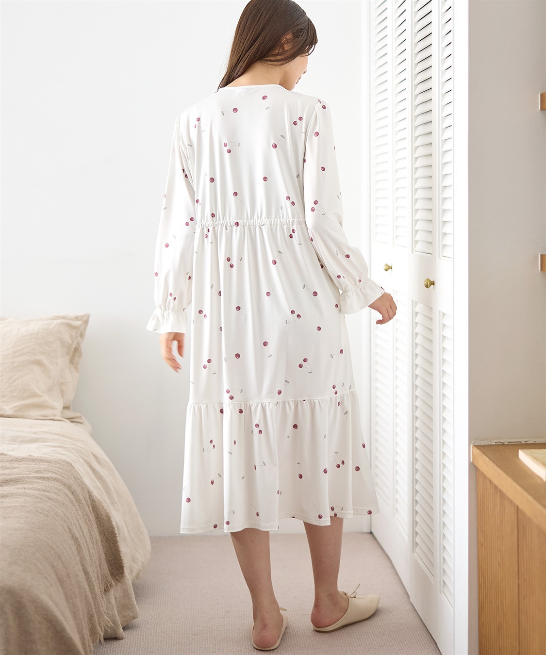 Rosemadame ニットサテン無地・チェリー柄ネグリジェ パジャマ/ルームウェア（マタニティ/授乳服）授乳楽々 妊婦服 産前・産後対応_sub_9