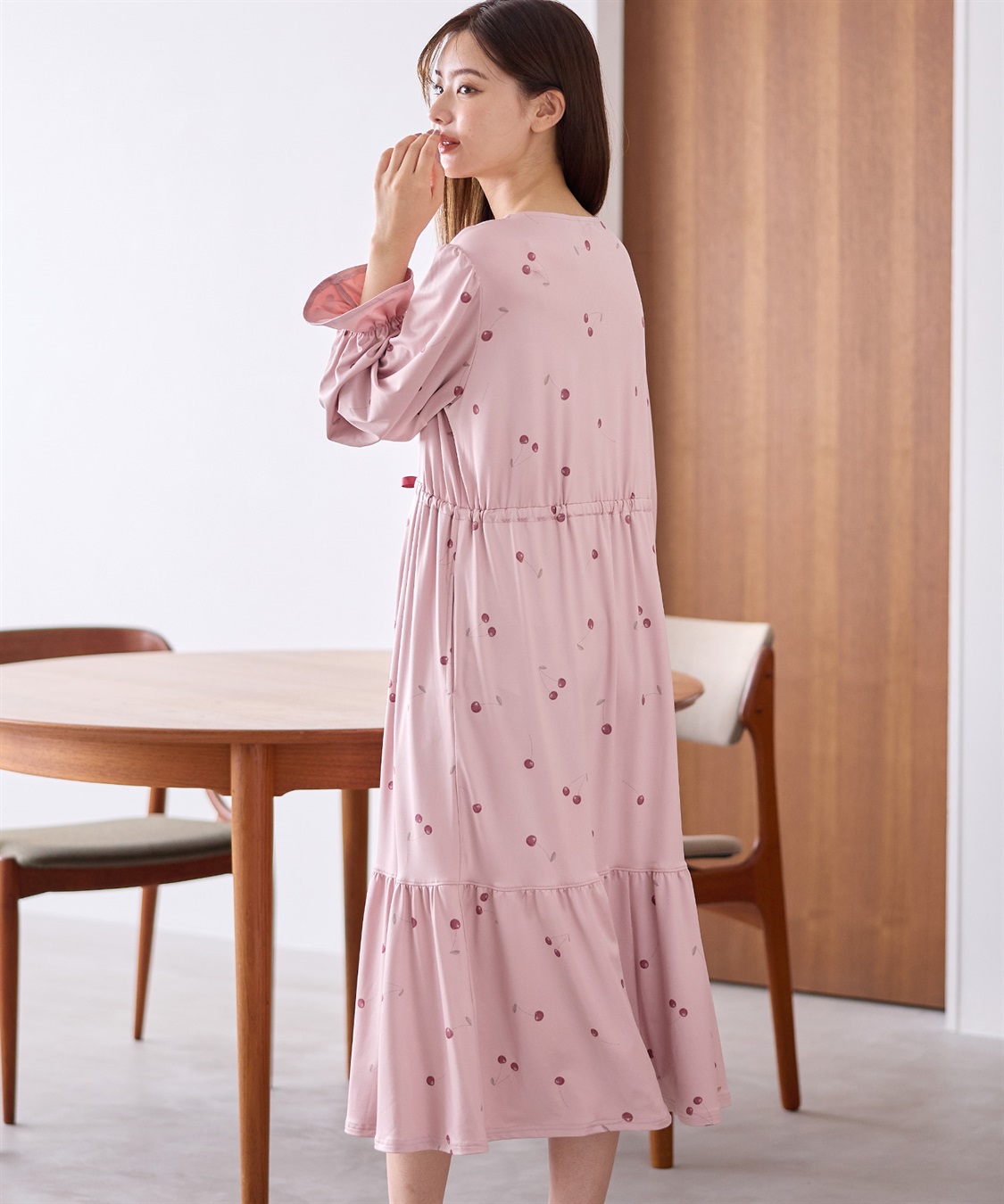 Rosemadame ニットサテン無地・チェリー柄ネグリジェ パジャマ/ルームウェア（マタニティ/授乳服）授乳楽々 妊婦服 産前・産後対応_sub_12