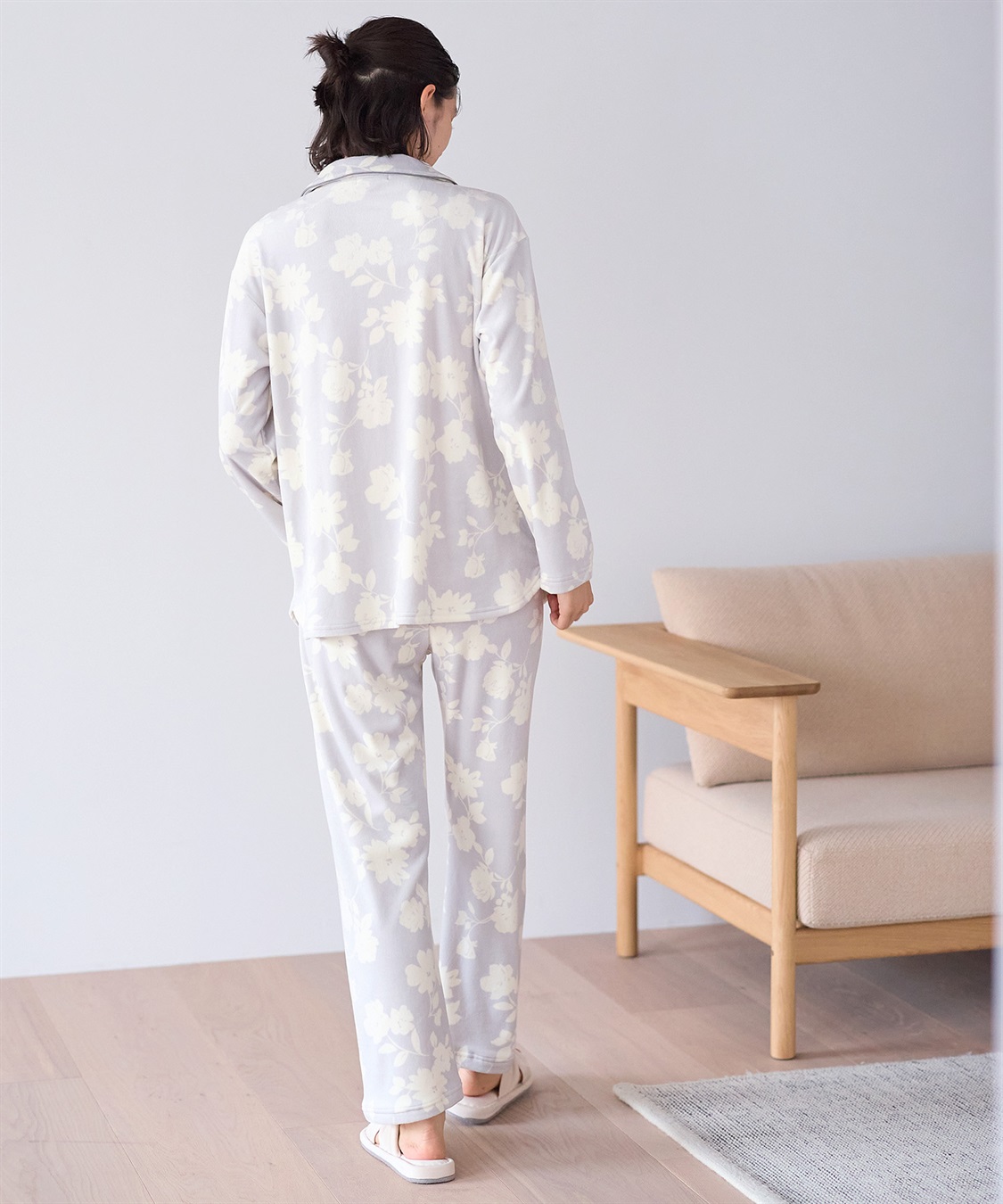 Rosemadame 【セット】ストレッチベロア無地＆花柄パジャマ/ルームウェア（マタニティ/授乳服）授乳楽々 妊婦服 産前・産後対応_sub_6