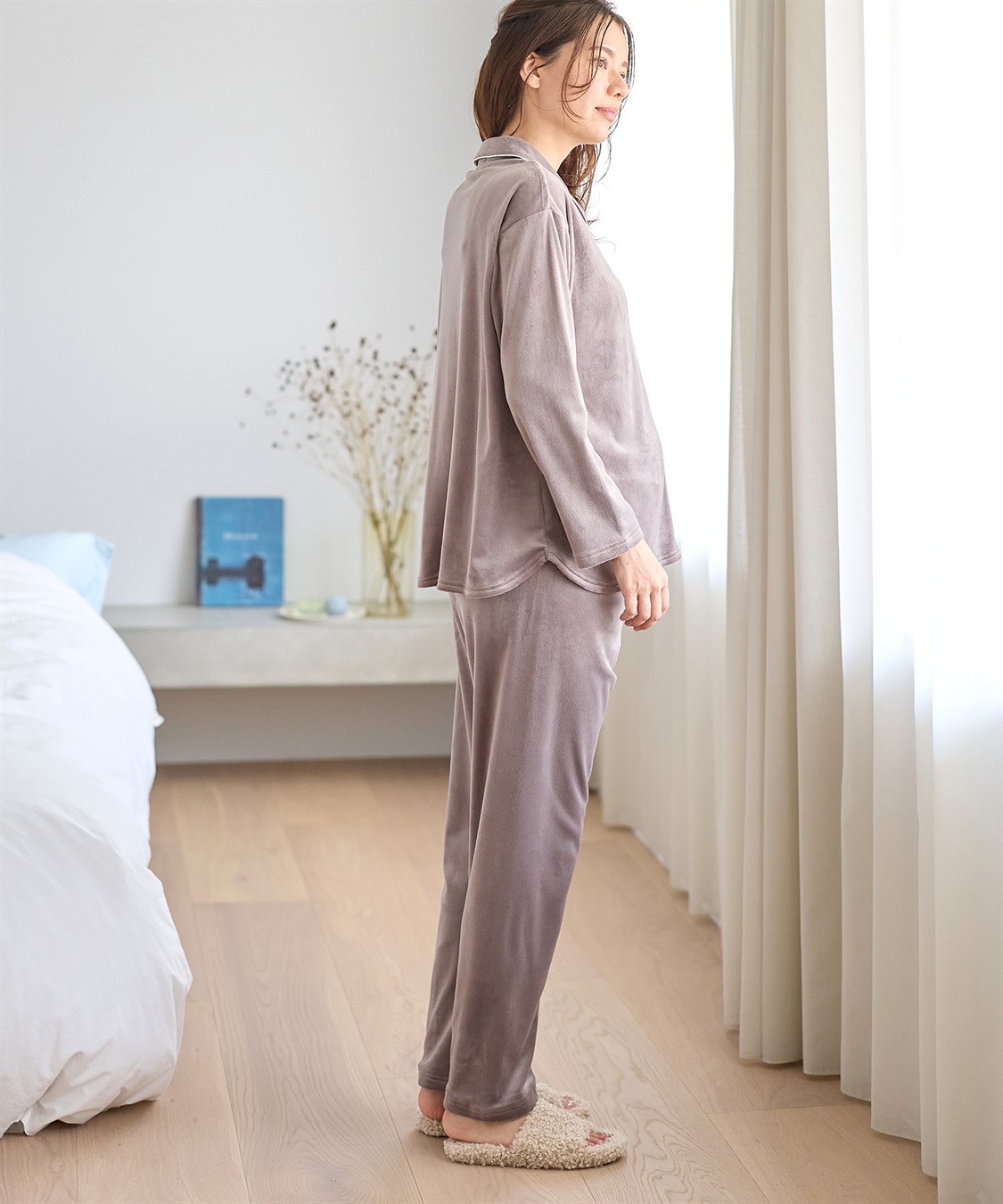 Rosemadame 【セット】ストレッチベロア無地＆花柄パジャマ/ルームウェア（マタニティ/授乳服）授乳楽々 妊婦服 産前・産後対応_sub_19