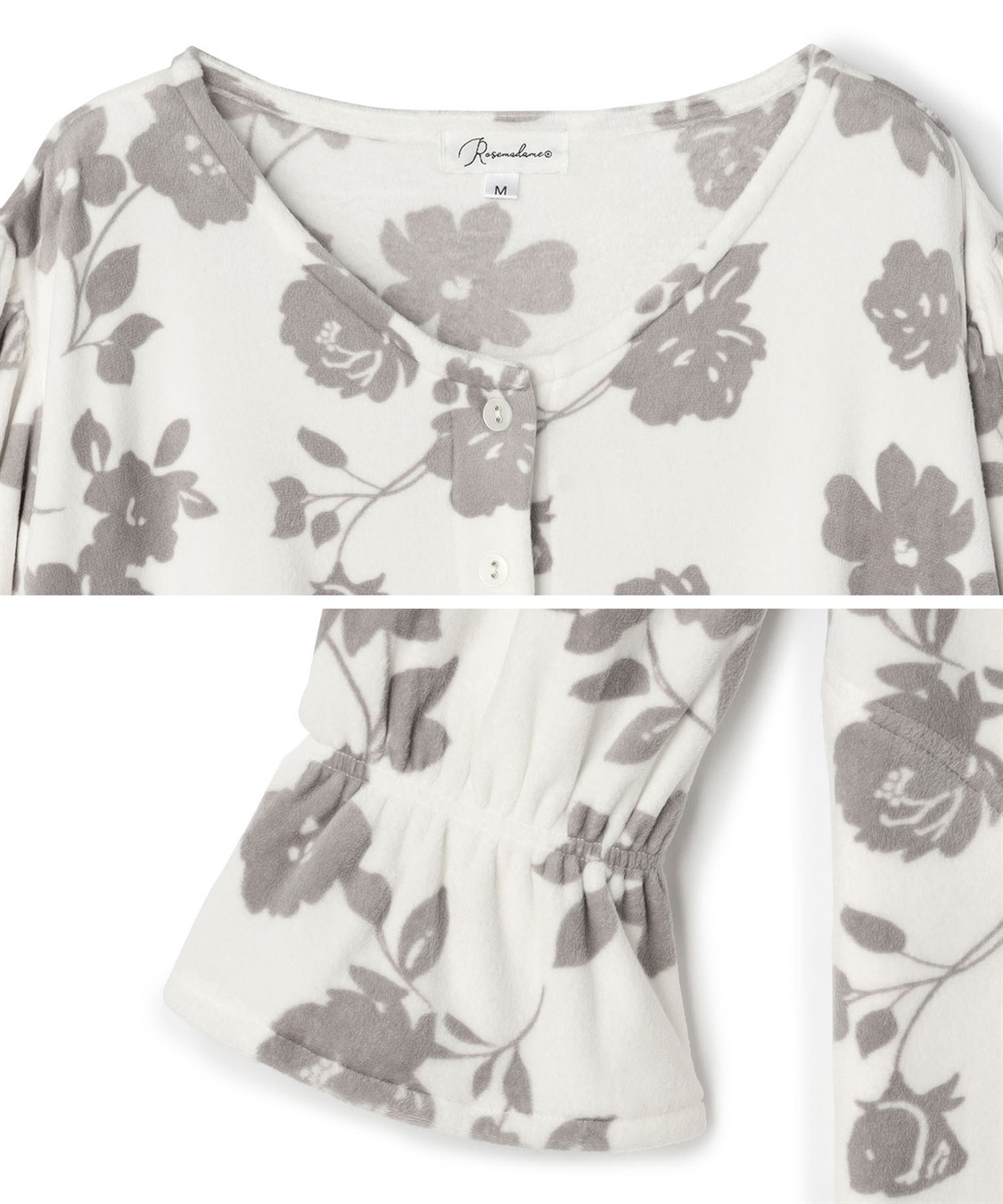 Rosemadame ストレッチベロア無地＆花柄ネグリジェ/ワンピースパジャマ/ルームウェア（マタニティ/授乳服）授乳楽々 妊婦服 産前・産後対応_sub_25