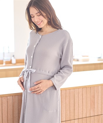 Rosemadame リブ起毛ネグリジェ/ワンピースパジャマ/ルームウェア（マタニティ/授乳服）授乳楽々 妊婦服 産前・産後対応_subthumb_1