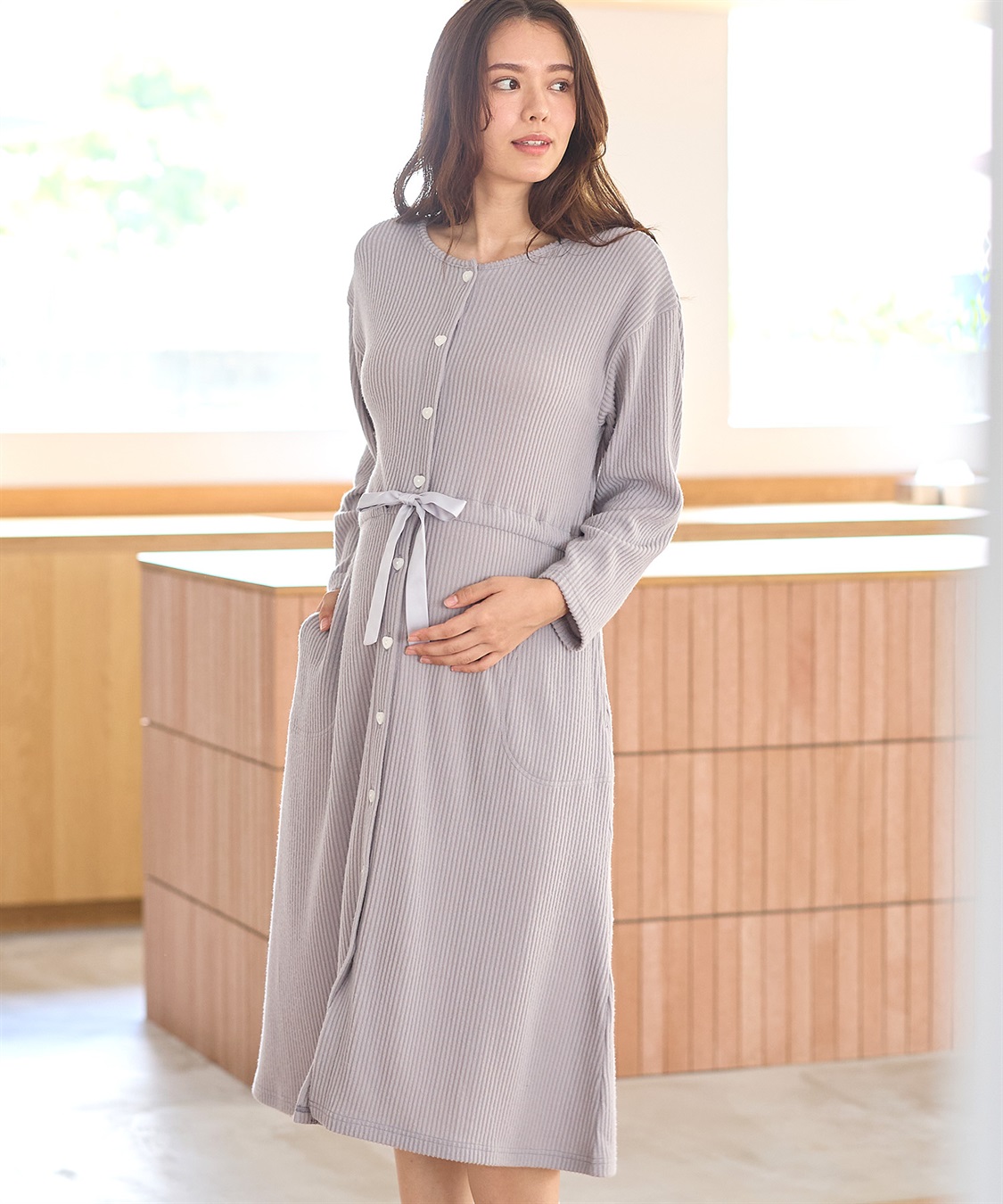 Rosemadame リブ起毛ネグリジェ/ワンピースパジャマ/ルームウェア（マタニティ/授乳服）授乳楽々 妊婦服 産前・産後対応_sub_7