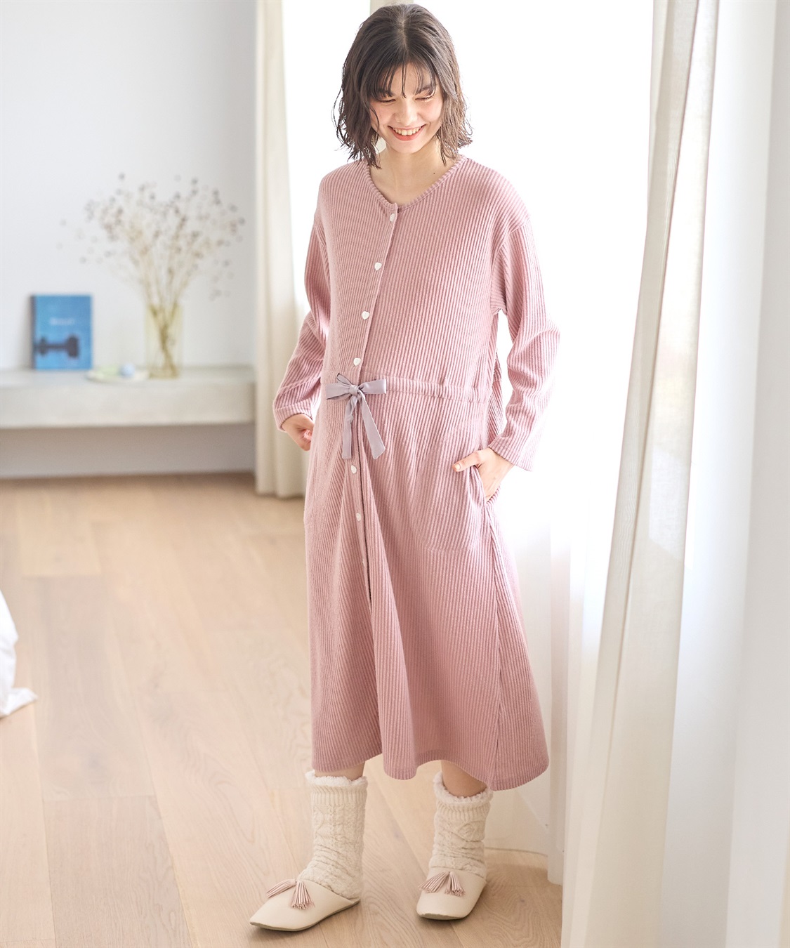 Rosemadame リブ起毛ネグリジェ/ワンピースパジャマ/ルームウェア（マタニティ/授乳服）授乳楽々 妊婦服 産前・産後対応_sub_13