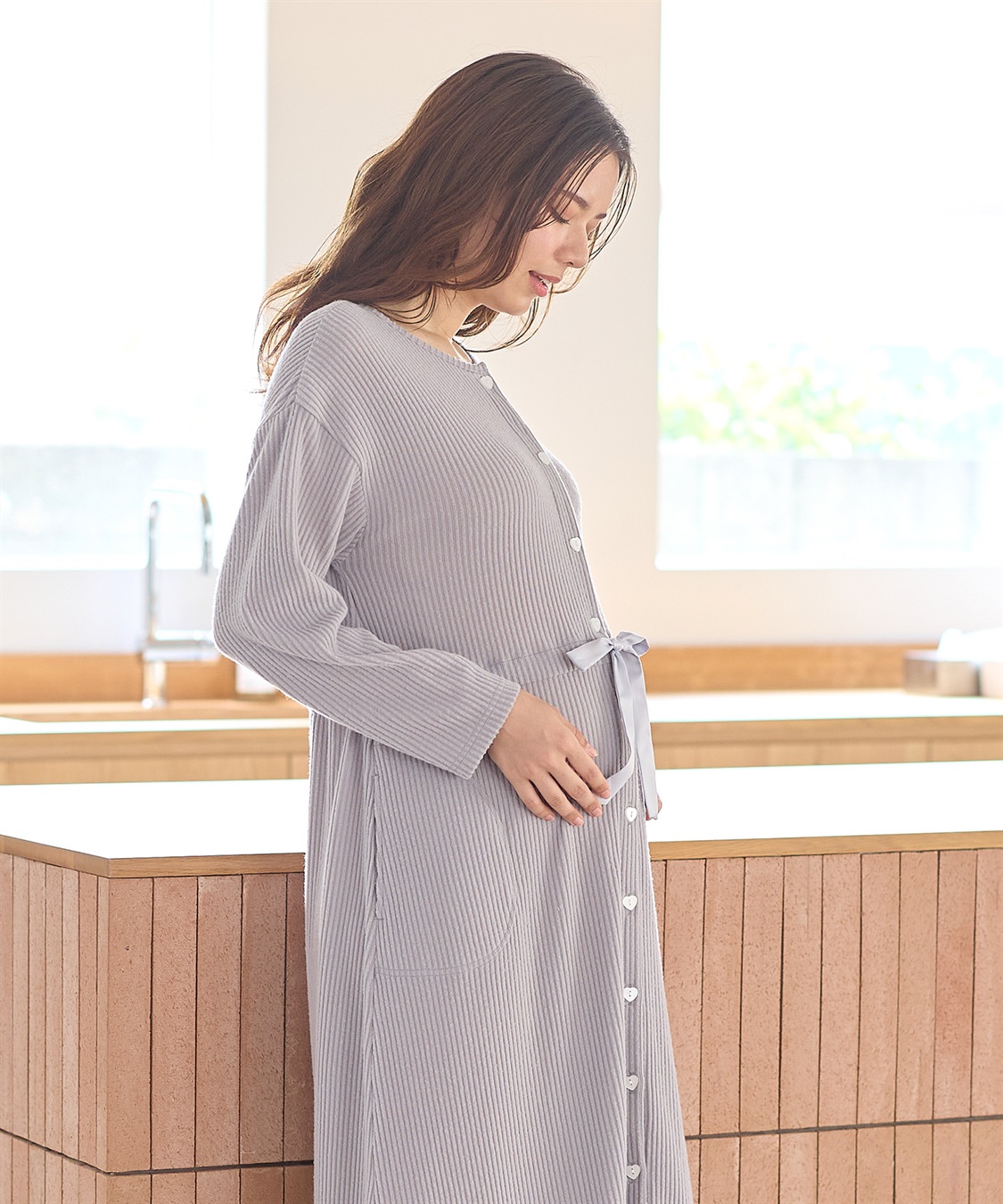 Rosemadame リブ起毛ネグリジェ/ワンピースパジャマ/ルームウェア（マタニティ/授乳服）授乳楽々 妊婦服 産前・産後対応_sub_16